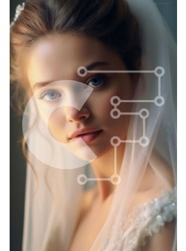 Intra Συλλεκτικό Ξύλινο Παζλ Plywood  4mm - Εκπληκτική φωτογραφία μιας νύφης με νυφικό με μακριά σγουρά μαλλιά και πέπλο Σε Ξύλινο Κουτί - Διαστάσεις Puzzle: 10x10 cm – 25 κομμάτια