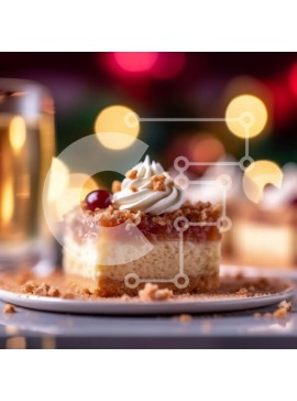 Σετ των 2 Intra Συλλεκτικό Ξύλινο Παζλ Plywood  4mm - Νόστιμο Cheesecake με Cranberries και σαντιγί σε τραπέζι Σε Ξύλινο Κουτί - Διαστάσεις: 10x10 cm – 25 κομμάτια