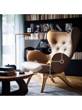 Intra Συλλεκτικό Ξύλινο Παζλ Plywood  4mm - Άνετο σαλόνι με μοντέρνα πολυθρόνα και ράφι Σε Ξύλινο Κουτί - Διαστάσεις Puzzle: 10x10 cm – 25 κομμάτια