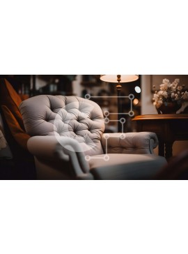 Intra Συλλεκτικό Ξύλινο Παζλ Plywood  4mm - Κομψή λευκή δερμάτινη πολυθρόνα με σχέδιο με κουμπιά Σε Ξύλινο Κουτί - Διαστάσεις Puzzle: 10x10 cm – 25 κομμάτια