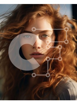 Intra Συλλεκτικό Ξύλινο Παζλ Plywood  4mm - Γυναίκα με μακριά κόκκινα μαλλιά που φοράει γκρι πουλόβερ Σε Ξύλινο Κουτί - Διαστάσεις Puzzle: 10x10 cm – 25 κομμάτια