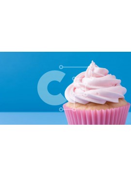 Σετ των 2 Intra Συλλεκτικό Ξύλινο Παζλ Plywood  4mm - Ροζ Cupcake με Λευκό Πάγωμα σε Μπλε Επιφάνεια Σε Ξύλινο Κουτί - Διαστάσεις: 10x10 cm – 25 κομμάτια