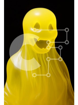 Intra Συλλεκτικό Ξύλινο Παζλ Plywood  4mm - Χαμογελώντας κίτρινο ειδώλιο φαντασμάτων σε μαύρο φόντο Σε Ξύλινο Κουτί - Διαστάσεις Puzzle: 10x10 cm – 25 κομμάτια