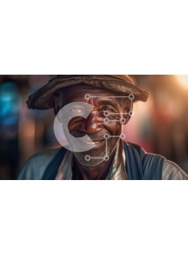 Intra Συλλεκτικό Ξύλινο Παζλ Plywood  4mm - Πορτρέτο ενός ηλικιωμένου μαύρου άνδρα με άσπρη γενειάδα και ψάθινο καπέλο που χαμογελά Σε Ξύλινο Κουτί - Διαστάσεις Puzzle: 10x10 cm – 25 κομμάτια