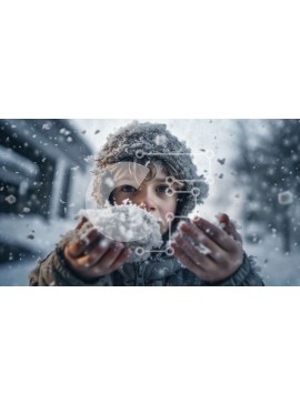 Intra Συλλεκτικό Ξύλινο Παζλ Plywood  4mm - Χαριτωμένη εικόνα ενός αγοριού που παίζει στο χιόνι Σε Ξύλινο Κουτί - Διαστάσεις Puzzle: 10x10 cm – 25 κομμάτια