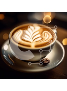 Σετ των 2 Intra Συλλεκτικό Ξύλινο Παζλ Plywood  4mm - Κομψό φλιτζάνι καφέ με σχέδιο φύλλων Latte Art Σε Ξύλινο Κουτί - Διαστάσεις: 10x10 cm – 25 κομμάτια