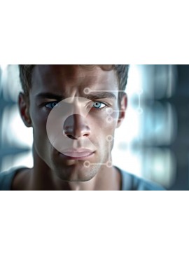 Intra Συλλεκτικό Ξύλινο Παζλ Plywood  4mm - Σοβαρός άνδρας με μπλε μάτια και λευκό πουκάμισο κοιτάζει την κάμερα Σε Ξύλινο Κουτί - Διαστάσεις Puzzle: 10x10 cm – 25 κομμάτια