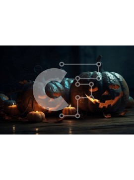 Intra Συλλεκτικό Ξύλινο Παζλ Plywood  4mm - Απόκοσμες σκαλιστές κολοκύθες με λαμπερά μάτια Σε Ξύλινο Κουτί - Διαστάσεις Puzzle: 10x10 cm – 25 κομμάτια