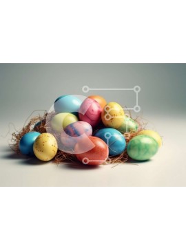 Intra Συλλεκτικό Ξύλινο Παζλ Plywood  4mm - Φωτογραφία φωλιάς πολύχρωμων πασχαλινών αυγών Σε Ξύλινο Κουτί - Διαστάσεις: 10x10 cm – 25 κομμάτια