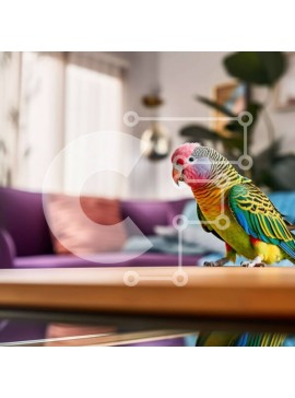 Intra Συλλεκτικό Ξύλινο Παζλ Plywood  4mm - Κομψό σαλόνι με πολύχρωμο παπαγάλο και φυτά Σε Ξύλινο Κουτί - Διαστάσεις Puzzle: 10x10 cm – 25 κομμάτια