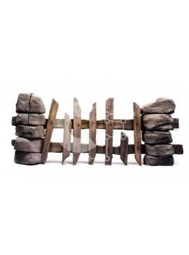 Intra Συλλεκτικό Ξύλινο Παζλ Plywood  4mm - Όμορφη εικόνα ενός ξύλινου φράχτη με στοιβαγμένους βράχους Σε Ξύλινο Κουτί - Διαστάσεις: 10x10 cm – 25 κομμάτια