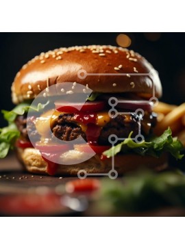 Σετ των 2 Intra Συλλεκτικό Ξύλινο Παζλ Plywood  4mm - Λαχταριστό Cheeseburger με φρέσκα υλικά Σε Ξύλινο Κουτί - Διαστάσεις: 10x10 cm – 25 κομμάτια