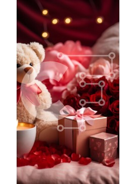 Intra Συλλεκτικό Ξύλινο Παζλ Plywood  4mm - Αξιολάτρευτη φωτογραφία του αρκουδάκι με σοκολάτες και κερί στο κρεβάτι Σε Ξύλινο Κουτί - Διαστάσεις Puzzle: 10x10 cm – 25 κομμάτια