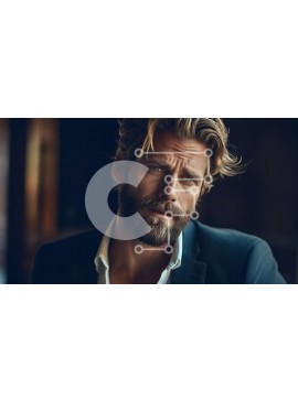 Intra Συλλεκτικό Ξύλινο Παζλ Plywood  4mm - Σοβαρός άνδρας με μαύρο κοστούμι και λευκό πουκάμισο Σε Ξύλινο Κουτί - Διαστάσεις Puzzle: 10x10 cm – 25 κομμάτια