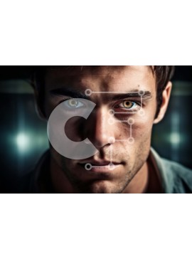 Intra Συλλεκτικό Ξύλινο Παζλ Plywood  4mm - Σοβαρός άντρας με μπλε μάτια με λευκό πουκάμισο και μαύρο σακάκι Σε Ξύλινο Κουτί - Διαστάσεις Puzzle: 10x10 cm – 25 κομμάτια