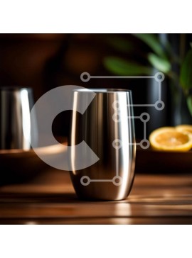 Σετ των 2 Intra Συλλεκτικό Ξύλινο Παζλ Plywood  4mm - Δροσιστική εικόνα του ποτηριού από ανοξείδωτο χάλυβα με φέτες λεμονιού Σε Ξύλινο Κουτί - Διαστάσεις: 10x10 cm – 25 κομμάτια