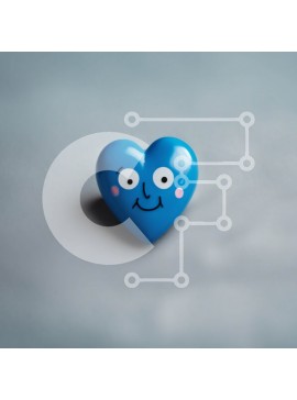 Intra Συλλεκτικό Ξύλινο Παζλ Plywood  4mm - Μπλε καρδιά με χαμογελαστό πρόσωπο Σε Ξύλινο Κουτί - Διαστάσεις Puzzle: 10x10 cm – 25 κομμάτια