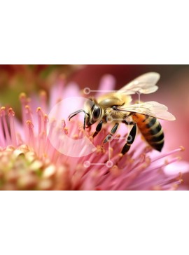 Intra Συλλεκτικό Ξύλινο Παζλ Plywood  4mm - Όμορφη εικόνα μιας μέλισσας σκαρφαλωμένη σε ένα ροζ λουλούδι Σε Ξύλινο Κουτί - Διαστάσεις: 10x10 cm – 25 κομμάτια