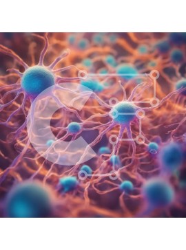 Intra Συλλεκτικό Ξύλινο Παζλ Plywood  4mm - Δίκτυο μωβ και μπλε κυττάρων Σε Ξύλινο Κουτί - Διαστάσεις Puzzle: 10x10 cm – 25 κομμάτια