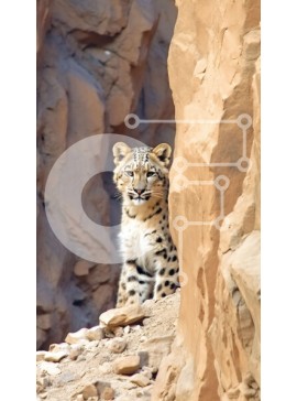 Σετ των 2 Intra Συλλεκτικό Ξύλινο Παζλ Plywood  4mm - Αξιολάτρευτη εικόνα ενός μωρού λεοπάρδαλης στα Ιμαλάια Σε Ξύλινο Κουτί - Διαστάσεις: 10x10 cm – 25 κομμάτια