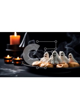 Intra Συλλεκτικό Ξύλινο Παζλ Plywood  4mm - Μπισκότα σε σχήμα φαντάσματος σε μαύρο πιάτο για το Halloween Σε Ξύλινο Κουτί - Διαστάσεις Puzzle: 10x10 cm – 25 κομμάτια