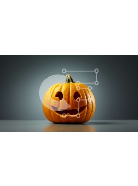 Intra Συλλεκτικό Ξύλινο Παζλ Plywood  4mm - Σκαλιστή κολοκύθα με χαμογελαστό πρόσωπο Σε Ξύλινο Κουτί - Διαστάσεις Puzzle: 10x10 cm – 25 κομμάτια