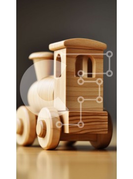 Intra Συλλεκτικό Ξύλινο Παζλ Plywood  4mm - Αξιολάτρευτο ξύλινο τρένο παιχνιδιών σε ένα τραπέζι Σε Ξύλινο Κουτί - Διαστάσεις Puzzle: 10x10 cm – 25 κομμάτια