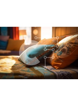 Intra Συλλεκτικό Ξύλινο Παζλ Plywood  4mm - Όμορφη εικόνα ενός πολύχρωμου υπνοδωματίου με έναν λαμπερό ήλιο που λάμπει μέσα από το παράθυρο Σε Ξύλινο Κουτί - Διαστάσεις Puzzle: 10x10 cm – 25 κομμάτια