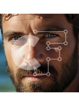 Intra Συλλεκτικό Ξύλινο Παζλ Plywood  4mm - Πορτρέτο ενός σοβαρού άνδρα με γένια και μακριά μαλλιά Σε Ξύλινο Κουτί - Διαστάσεις Puzzle: 10x10 cm – 25 κομμάτια