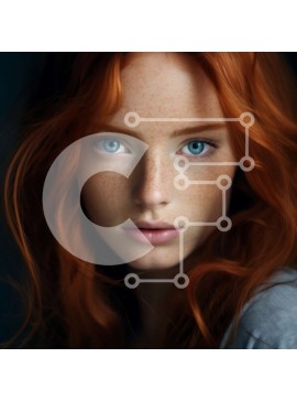 Intra Συλλεκτικό Ξύλινο Παζλ Plywood  4mm - Πορτρέτο μιας γυναίκας με κόκκινα μαλλιά και μπλε μάτια Σε Ξύλινο Κουτί - Διαστάσεις Puzzle: 10x10 cm – 25 κομμάτια