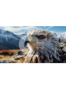 Intra Συλλεκτικό Ξύλινο Παζλ Plywood  4mm - Αετός σκαρφαλωμένος σε βραχώδεις εξάρσεις με βουνά στο φόντο Σε Ξύλινο Κουτί - Διαστάσεις: 10x10 cm – 25 κομμάτια