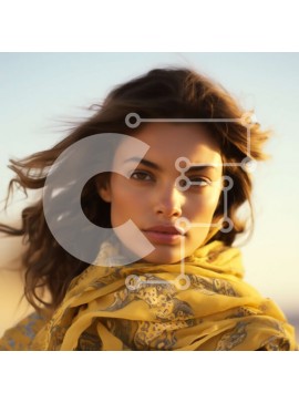 Intra Συλλεκτικό Ξύλινο Παζλ Plywood  4mm - Σοβαρή γυναίκα που φορά το κίτρινο κασκόλ κοιτάζοντας την κάμερα Σε Ξύλινο Κουτί - Διαστάσεις Puzzle: 10x10 cm – 25 κομμάτια