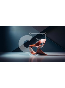 Intra Συλλεκτικό Ξύλινο Παζλ Plywood  4mm - Μοντέρνα πορτοκαλί καρέκλα σε σκοτεινό δωμάτιο με γεωμετρικά σχήματα Σε Ξύλινο Κουτί - Διαστάσεις Puzzle: 10x10 cm – 25 κομμάτια