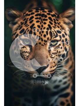 Σετ των 2 Intra Συλλεκτικό Ξύλινο Παζλ Plywood  4mm - Κοντινή λήψη του προσώπου της Jaguar με σκούρο καφέ παλτό και μαύρες κηλίδες Σε Ξύλινο Κουτί - Διαστάσεις: 10x10 cm – 25 κομμάτια