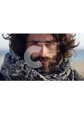 Intra Συλλεκτικό Ξύλινο Παζλ Plywood  4mm - Πορτρέτο ενός σοβαρού άνδρα με μακριά σγουρά μαλλιά και γένια Σε Ξύλινο Κουτί - Διαστάσεις Puzzle: 10x10 cm – 25 κομμάτια