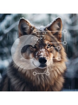 Intra Συλλεκτικό Ξύλινο Παζλ Plywood  4mm - Λύκος με καφέ γούνα στο χιόνι Σε Ξύλινο Κουτί - Διαστάσεις: 10x10 cm – 25 κομμάτια