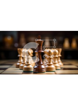 Intra Συλλεκτικό Ξύλινο Παζλ Plywood  4mm - Σκακιέρα με λευκό βασιλιά και μαύρα πιόνια Σε Ξύλινο Κουτί - Διαστάσεις Puzzle: 10x10 cm – 25 κομμάτια