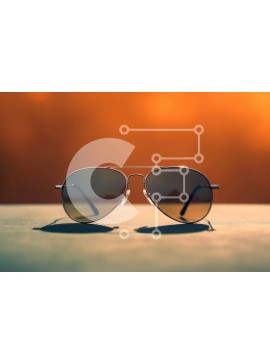 Intra Συλλεκτικό Ξύλινο Παζλ Plywood  4mm - Κομψά γυαλιά ηλίου εικόνα σε τραπέζι Σε Ξύλινο Κουτί - Διαστάσεις: 10x10 cm – 25 κομμάτια