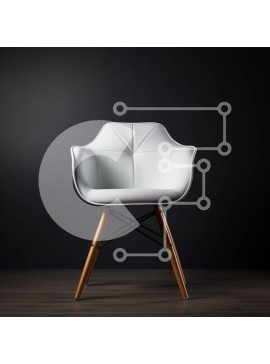 Intra Συλλεκτικό Ξύλινο Παζλ Plywood  4mm - Κομψή και μοντέρνα λευκή δερμάτινη καρέκλα με ξύλινα πόδια Σε Ξύλινο Κουτί - Διαστάσεις Puzzle: 10x10 cm – 25 κομμάτια