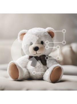 Intra Συλλεκτικό Ξύλινο Παζλ Plywood  4mm - Λευκό αρκουδάκι με καφέ παπιγιόν στο κρεβάτι Σε Ξύλινο Κουτί - Διαστάσεις Puzzle: 10x10 cm – 25 κομμάτια