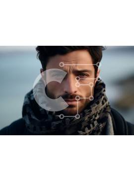 Intra Συλλεκτικό Ξύλινο Παζλ Plywood  4mm - Έντονο πορτρέτο ενός ανθρώπου δίπλα στο νερό Σε Ξύλινο Κουτί - Διαστάσεις Puzzle: 10x10 cm – 25 κομμάτια