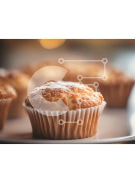 Σετ των 2 Intra Συλλεκτικό Ξύλινο Παζλ Plywood  4mm - Νόστιμα Muffins σε λευκό πιάτο Σε Ξύλινο Κουτί - Διαστάσεις: 10x10 cm – 25 κομμάτια