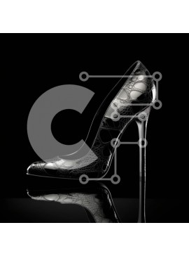 Σετ των 2 Intra Συλλεκτικό Ξύλινο Παζλ Plywood  4mm - Τρομακτικό μαύρο ψηλοτάκουνο παπούτσι με λεπτομέρειες από τον ιστό της αράχνης Σε Ξύλινο Κουτί - Διαστάσεις: 10x10 cm – 25 κομμάτια