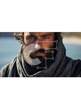 Intra Συλλεκτικό Ξύλινο Παζλ Plywood  4mm - Σοβαρός άντρας με γένια και μακριά μαλλιά Σε Ξύλινο Κουτί - Διαστάσεις Puzzle: 10x10 cm – 25 κομμάτια