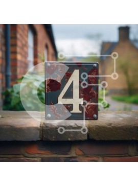 Intra Συλλεκτικό Ξύλινο Παζλ Plywood  4mm - Πολύχρωμο μεταλλικό σπίτι Νούμερο 4 με Floral σχέδιο Σε Ξύλινο Κουτί - Διαστάσεις Puzzle: 10x10 cm – 25 κομμάτια