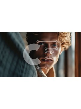 Intra Συλλεκτικό Ξύλινο Παζλ Plywood  4mm - Πορτρέτο ενός νεαρού άνδρα που φορά ένα καφέ σακάκι που κοιτάζει έξω από το παράθυρο Σε Ξύλινο Κουτί - Διαστάσεις Puzzle: 10x10 cm – 25 κομμάτια