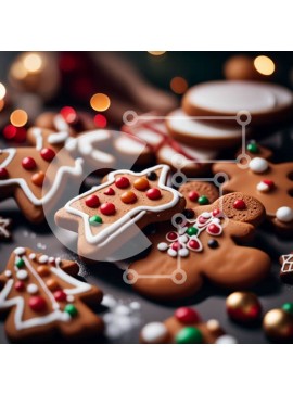 Σετ των 2 Intra Συλλεκτικό Ξύλινο Παζλ Plywood  4mm - Λαχταριστά μπισκότα μελόψωμο με γιορτινά στολίδια Σε Ξύλινο Κουτί - Διαστάσεις: 10x10 cm – 25 κομμάτια