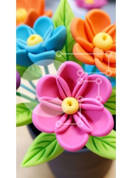 Intra Συλλεκτικό Ξύλινο Παζλ Plywood  4mm - Βάζο με πολύχρωμα πλαστικά λουλούδια Σε Ξύλινο Κουτί - Διαστάσεις Puzzle: 10x10 cm – 25 κομμάτια