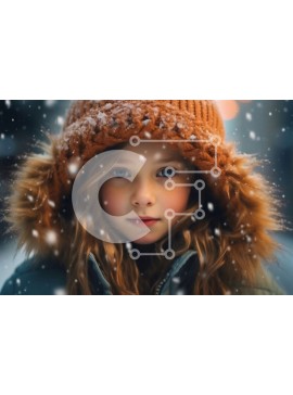 Intra Συλλεκτικό Ξύλινο Παζλ Plywood  4mm - Όμορφη εικόνα ενός νεαρού κοριτσιού που παίζει στο χιόνι Σε Ξύλινο Κουτί - Διαστάσεις Puzzle: 10x10 cm – 25 κομμάτια