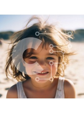 Intra Συλλεκτικό Ξύλινο Παζλ Plywood  4mm - Όμορφη εικόνα ενός νεαρού κοριτσιού με μακριά σγουρά μαλλιά στην παραλία Σε Ξύλινο Κουτί - Διαστάσεις Puzzle: 10x10 cm – 25 κομμάτια